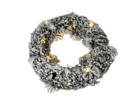 Věnec chvojí zasněžený 30cm, LED 20- bílá studená